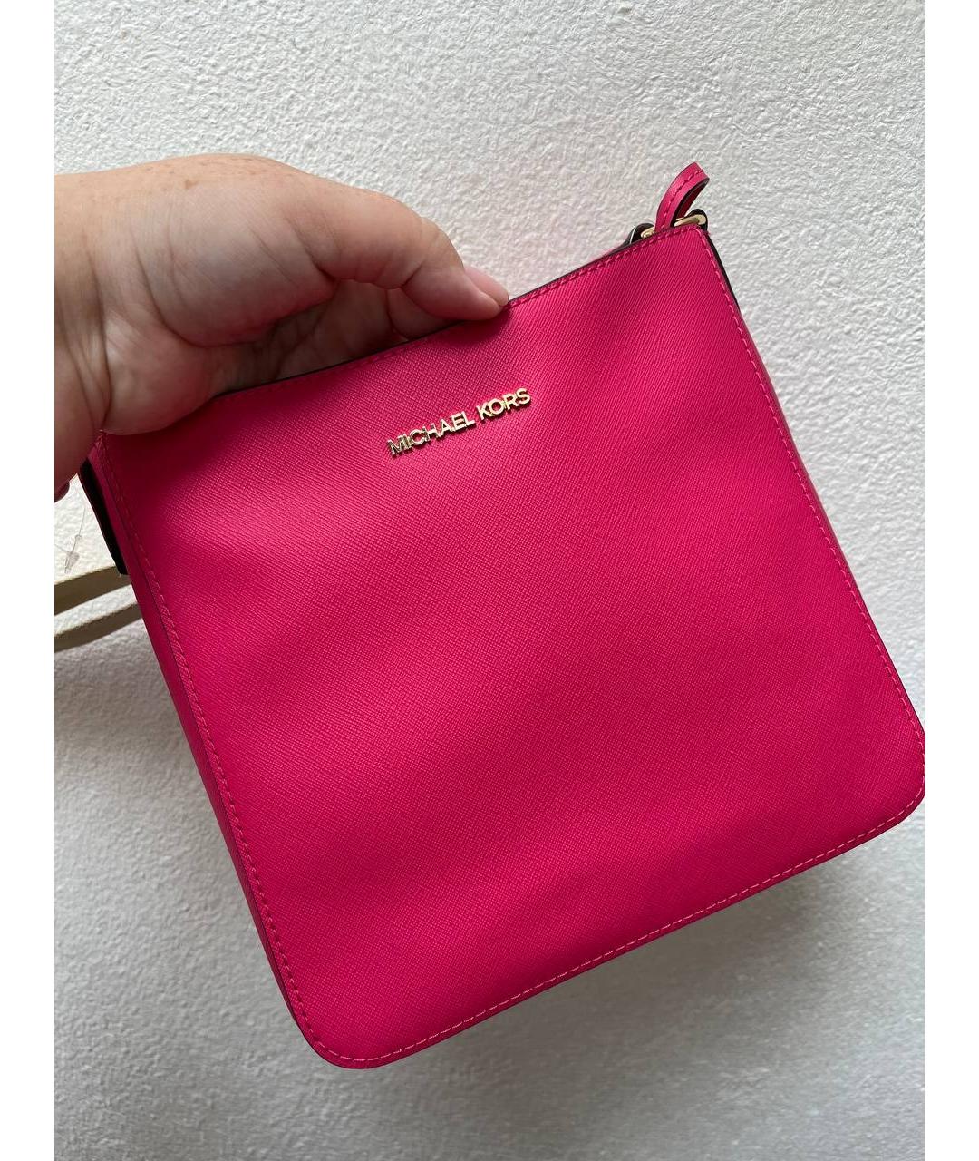 MICHAEL KORS Фуксия кожаная сумка через плечо, фото 6