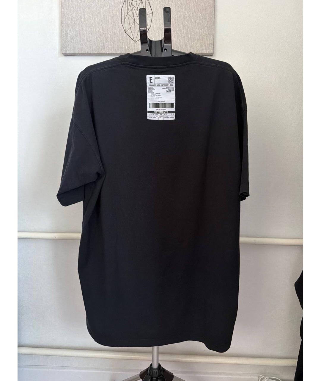 VETEMENTS Черная хлопковая футболка, фото 2