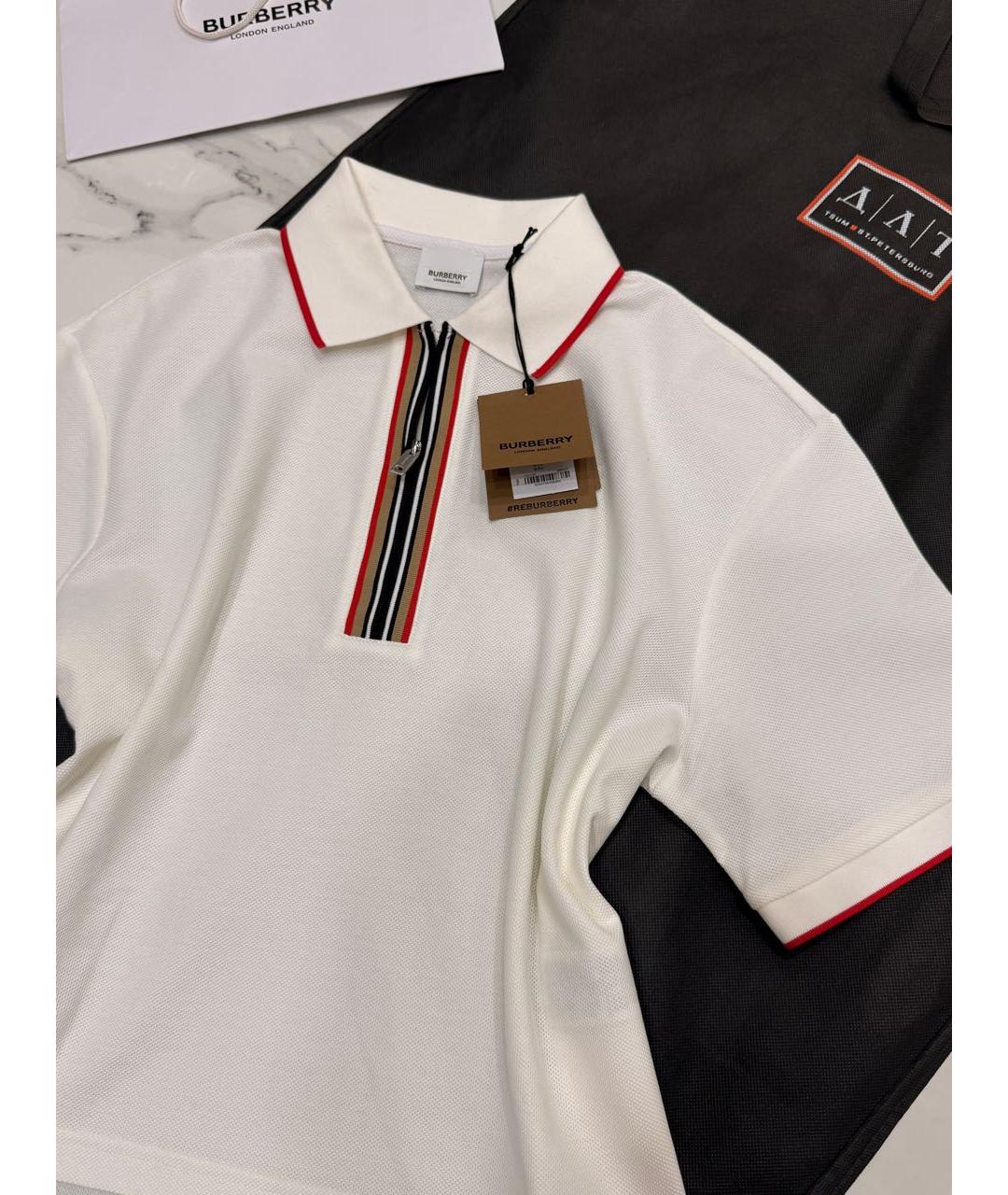 BURBERRY Белая хлопковая футболка, фото 8