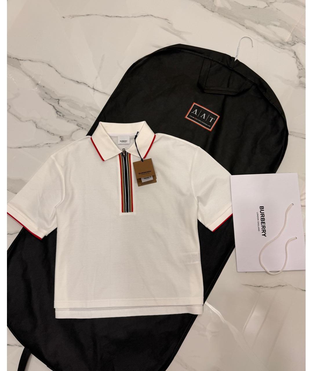 BURBERRY Белая хлопковая футболка, фото 4