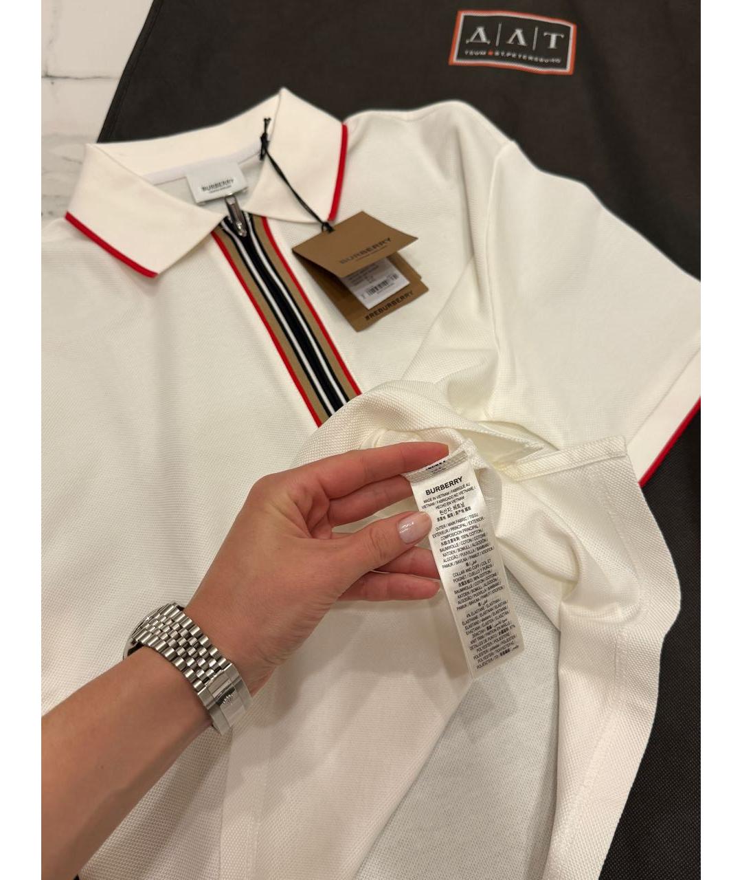 BURBERRY Белая хлопковая футболка, фото 7
