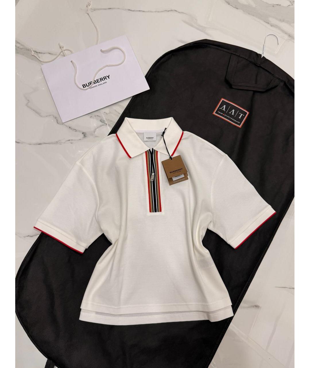 BURBERRY Белая хлопковая футболка, фото 3