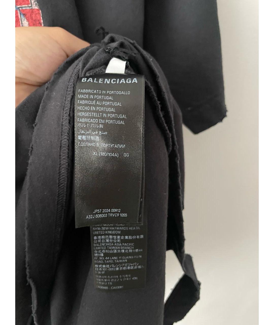 BALENCIAGA Черная хлопковая футболка, фото 5