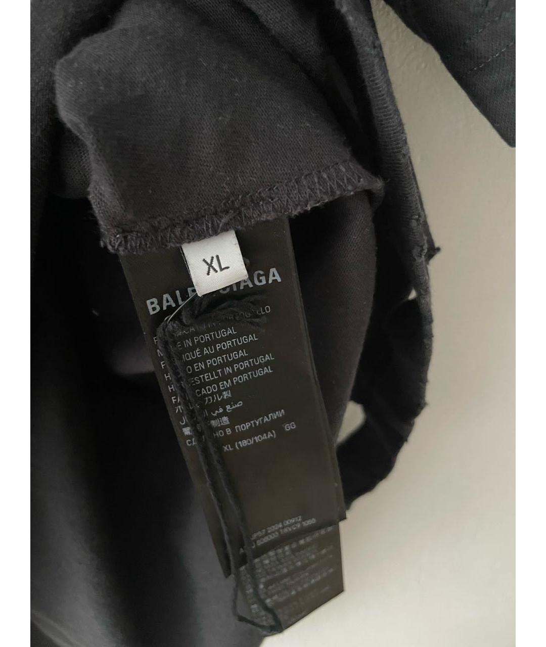 BALENCIAGA Черная хлопковая футболка, фото 4