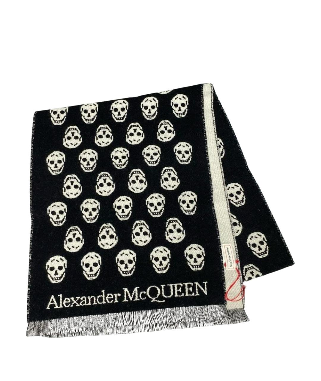 ALEXANDER MCQUEEN Черный шерстяной шарф, фото 1