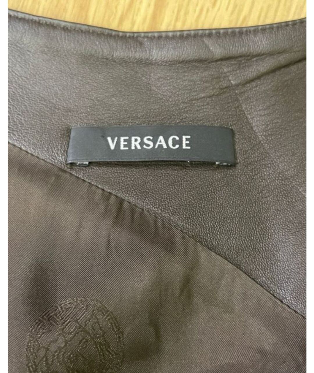 VERSACE Коричневое кожаное вечернее платье, фото 5