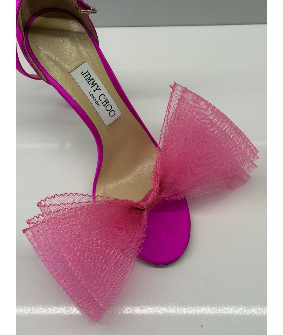 JIMMY CHOO Фуксия текстильные босоножки, фото 4