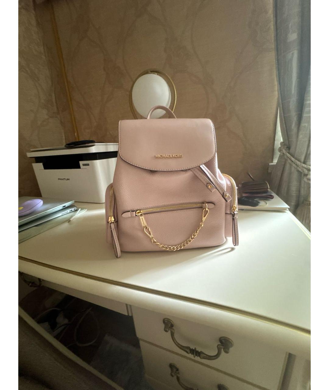 MICHAEL KORS Розовый кожаный рюкзак, фото 5
