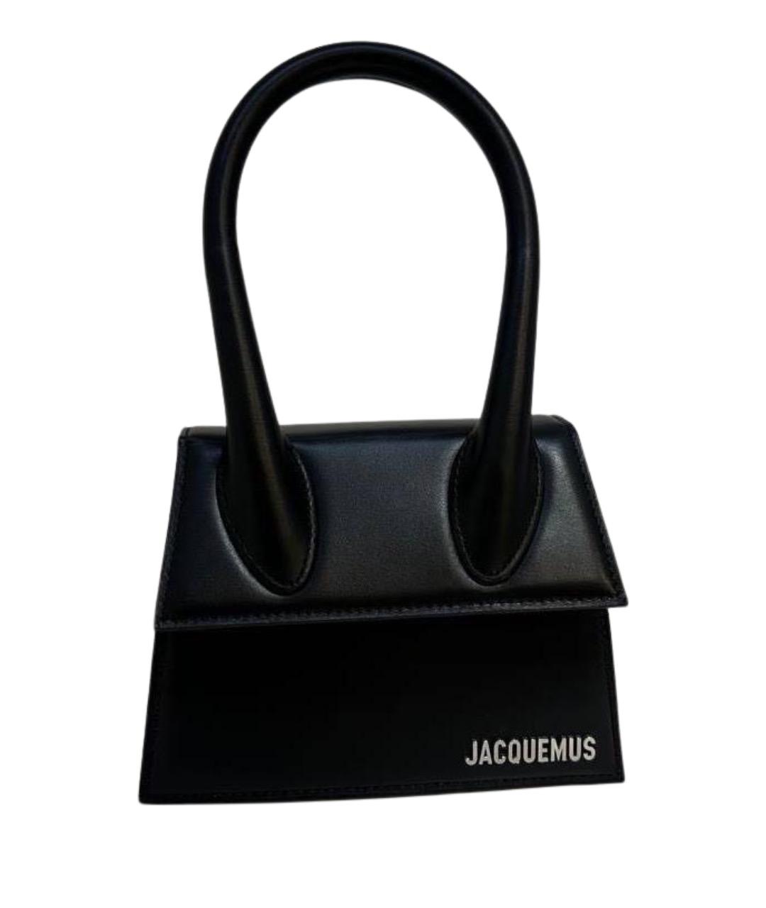 JACQUEMUS Черная кожаная сумка с короткими ручками, фото 1