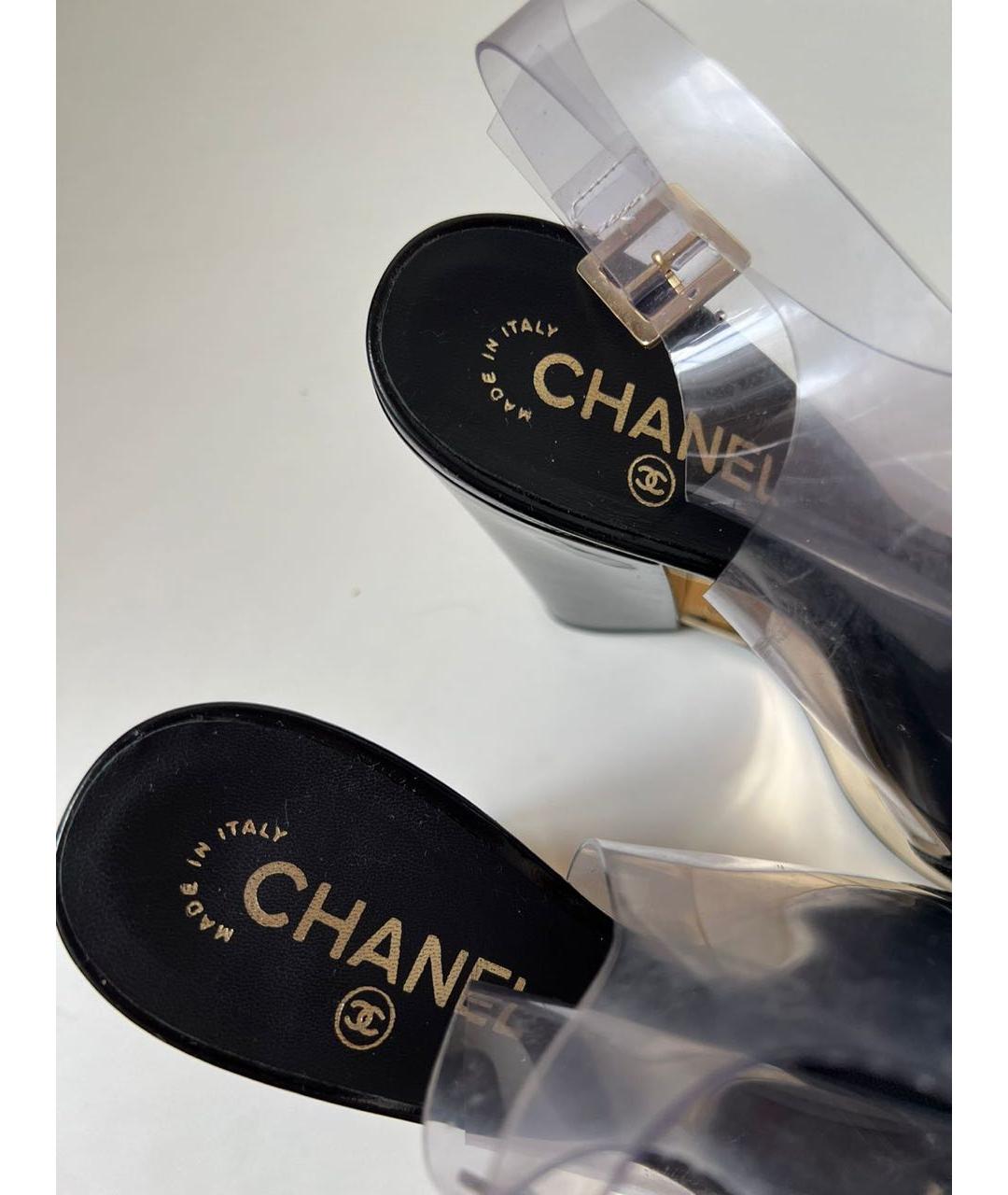 CHANEL Черные босоножки из лакированной кожи, фото 5