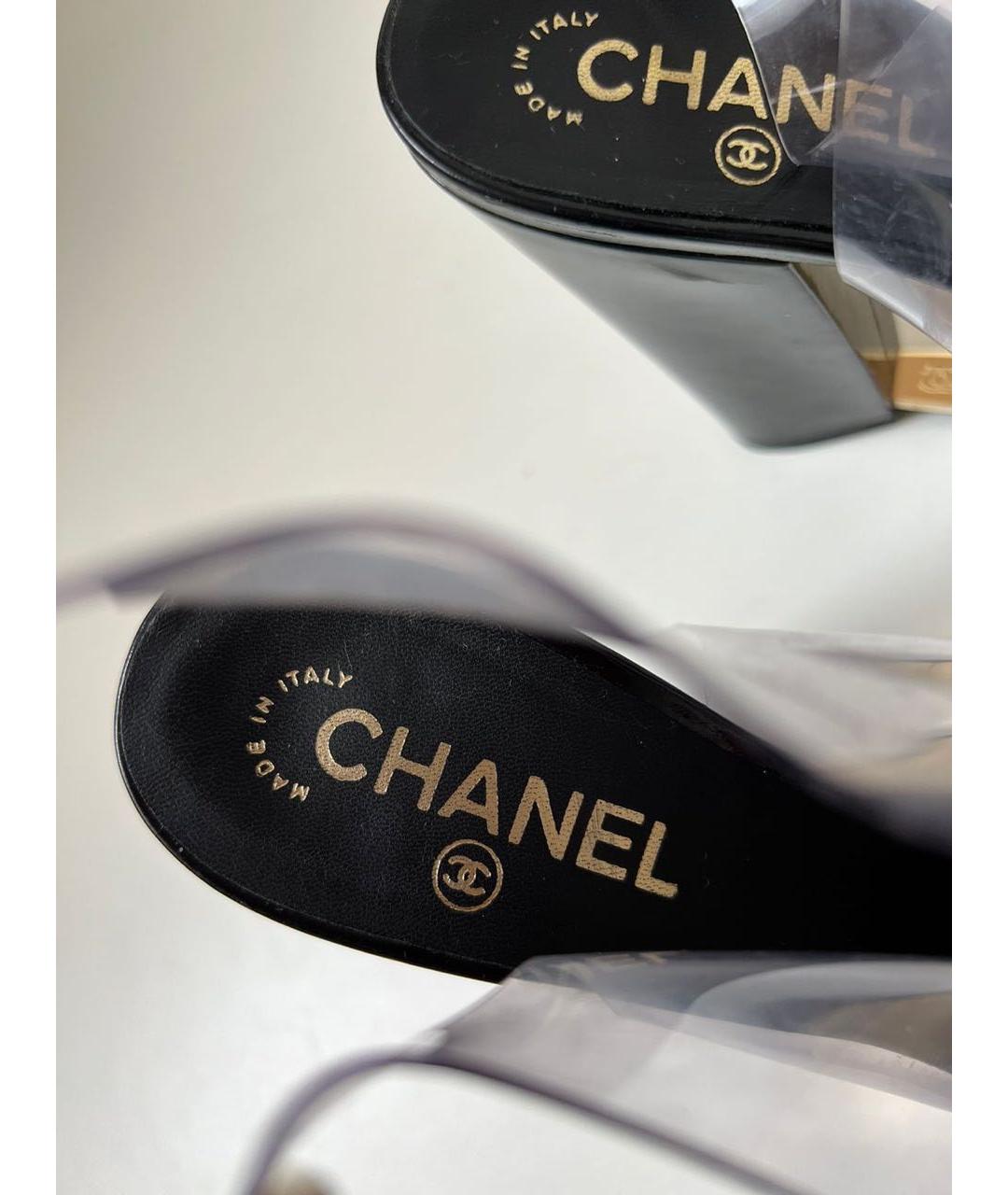CHANEL Черные босоножки из лакированной кожи, фото 7
