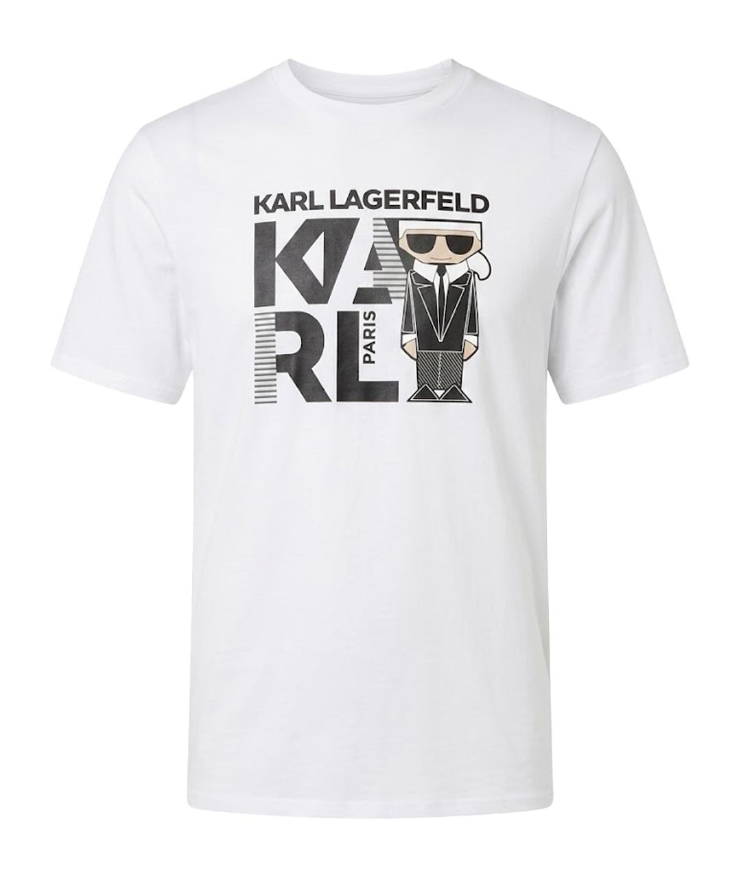 KARL LAGERFELD Белая хлопковая футболка, фото 1