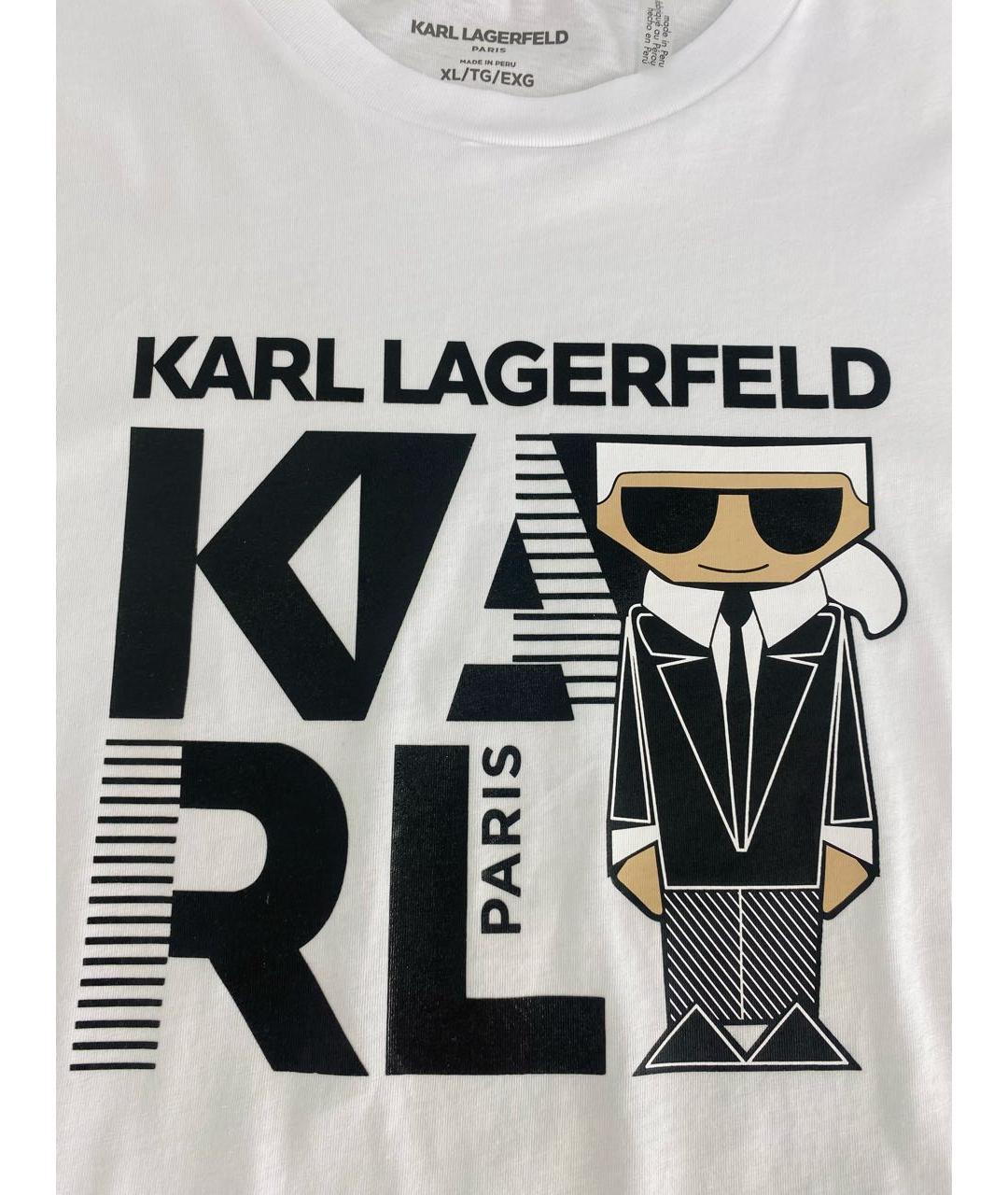 KARL LAGERFELD Белая хлопковая футболка, фото 4