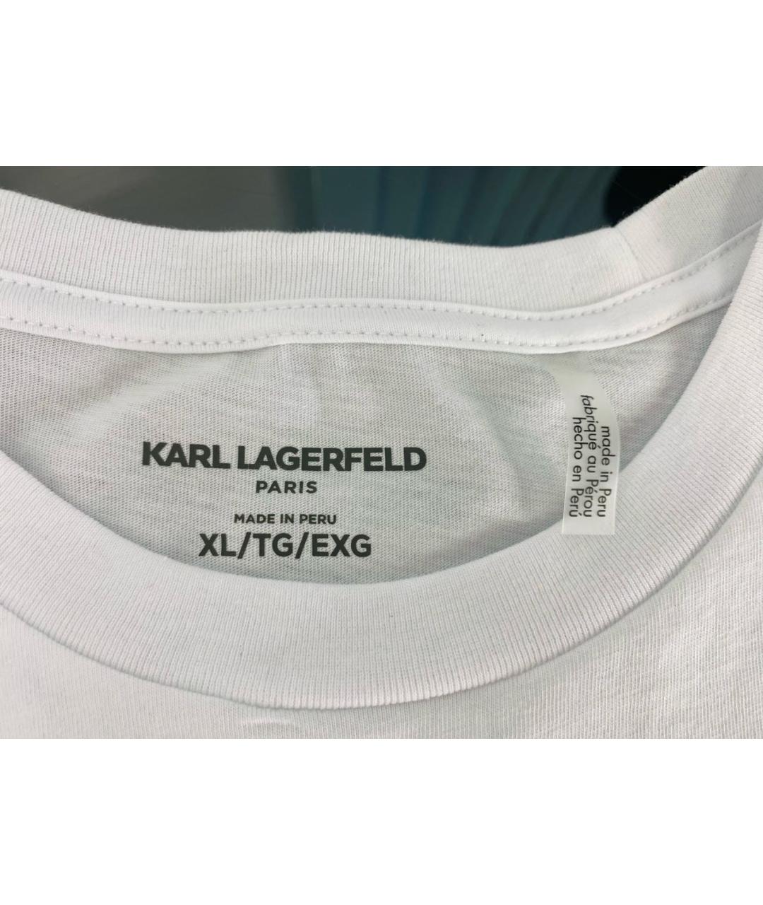 KARL LAGERFELD Белая хлопковая футболка, фото 8