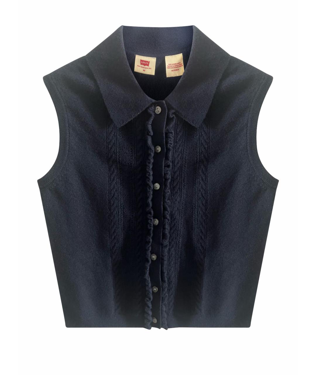 LEVI'S Темно-синяя хлопко-эластановая жилетка, фото 1