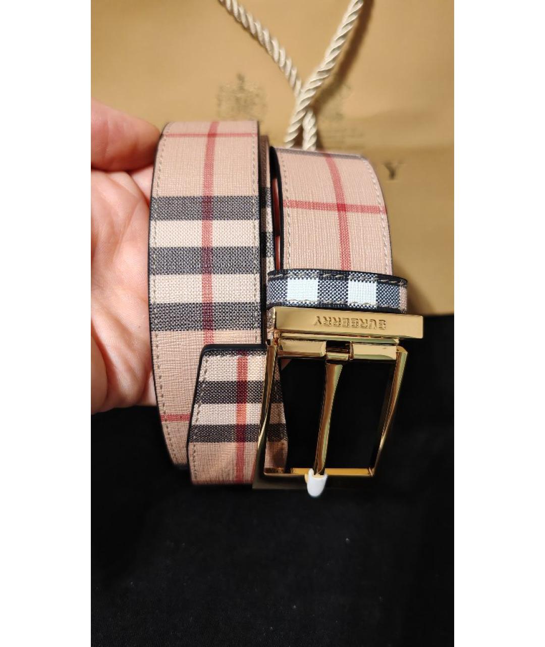 BURBERRY Бежевый кожаный ремень, фото 5