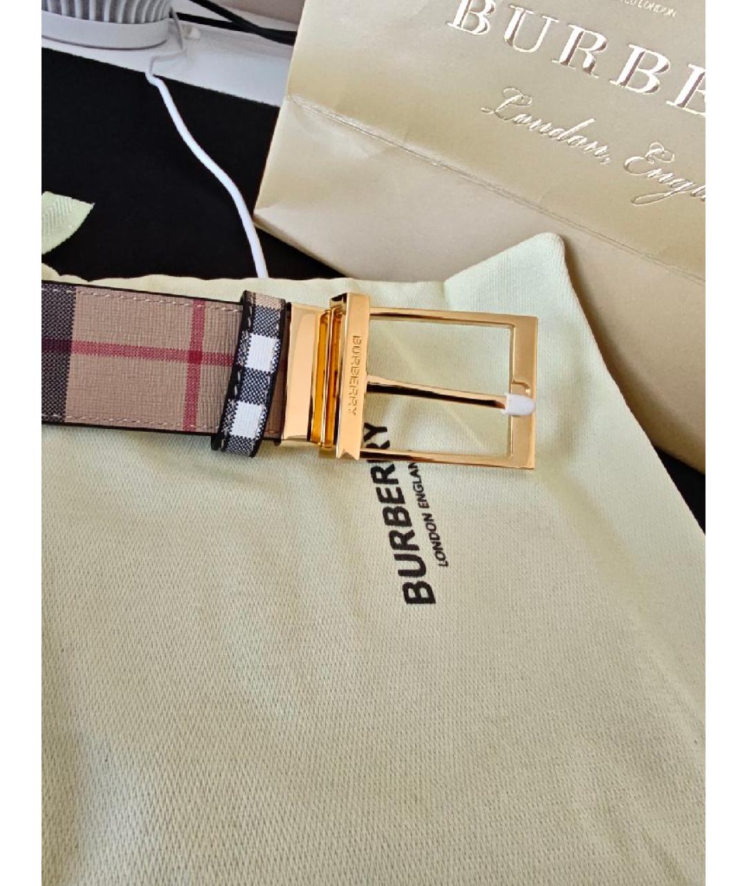 BURBERRY Бежевый кожаный ремень, фото 2