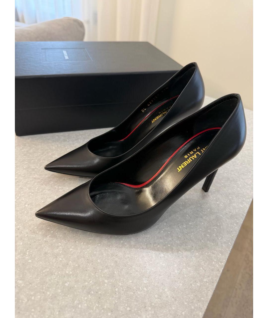 SAINT LAURENT Черные кожаные туфли, фото 3