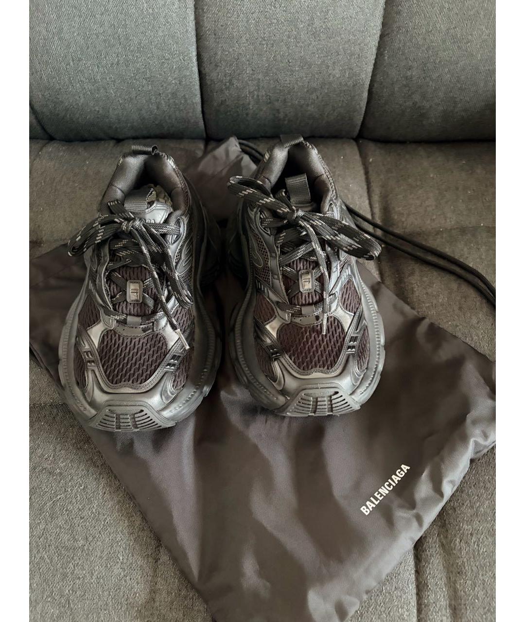 BALENCIAGA Серебряные текстильные кроссовки, фото 4