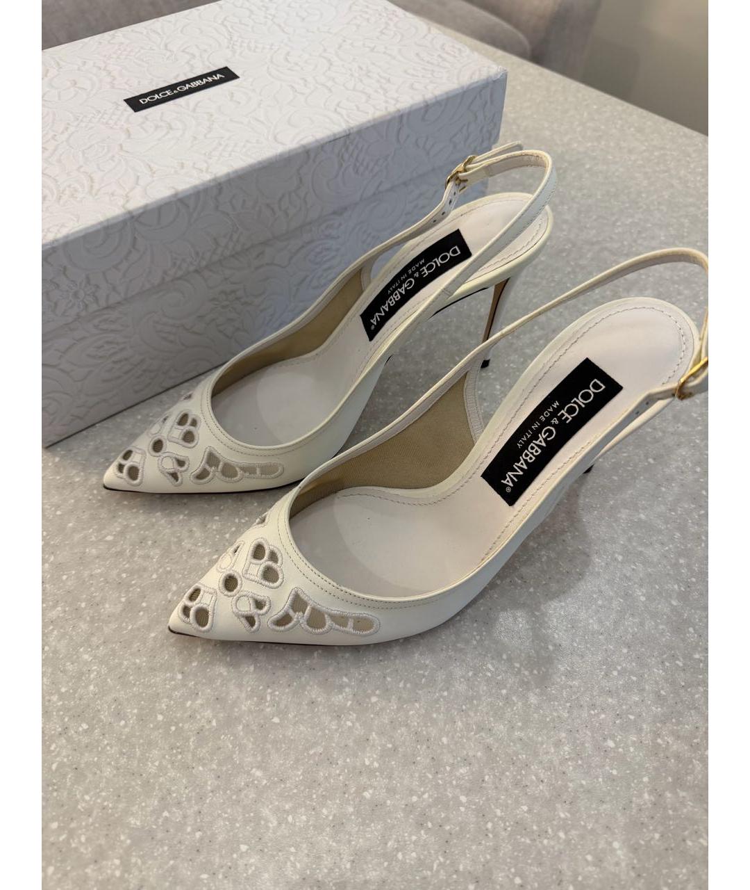 DOLCE&GABBANA Белые кожаные туфли, фото 2