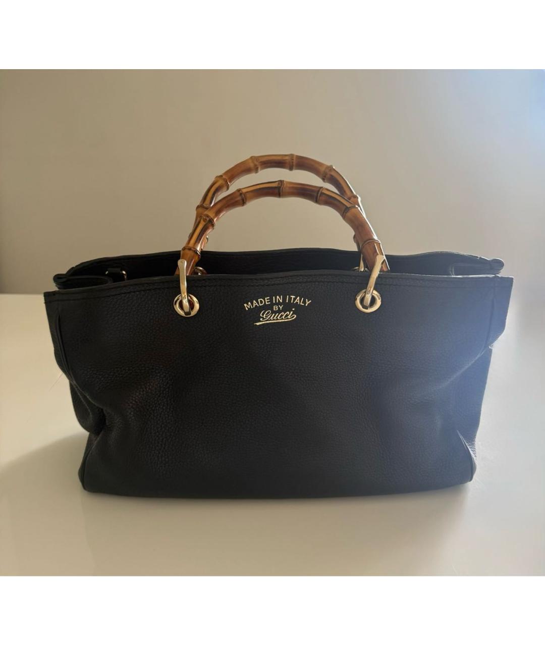 GUCCI Черная кожаная сумка с короткими ручками, фото 2