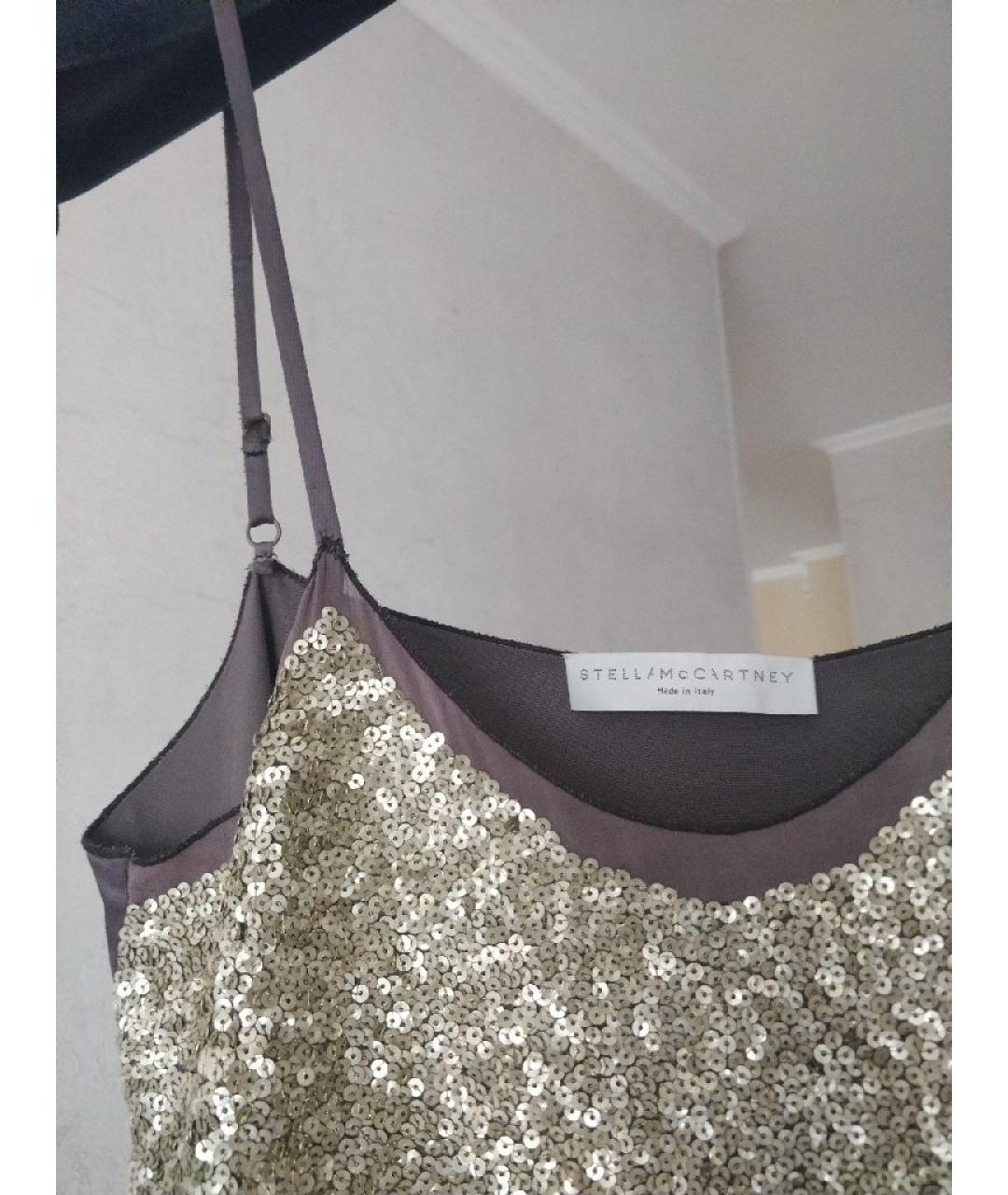 STELLA MCCARTNEY Золотое шелковое коктейльное платье, фото 3