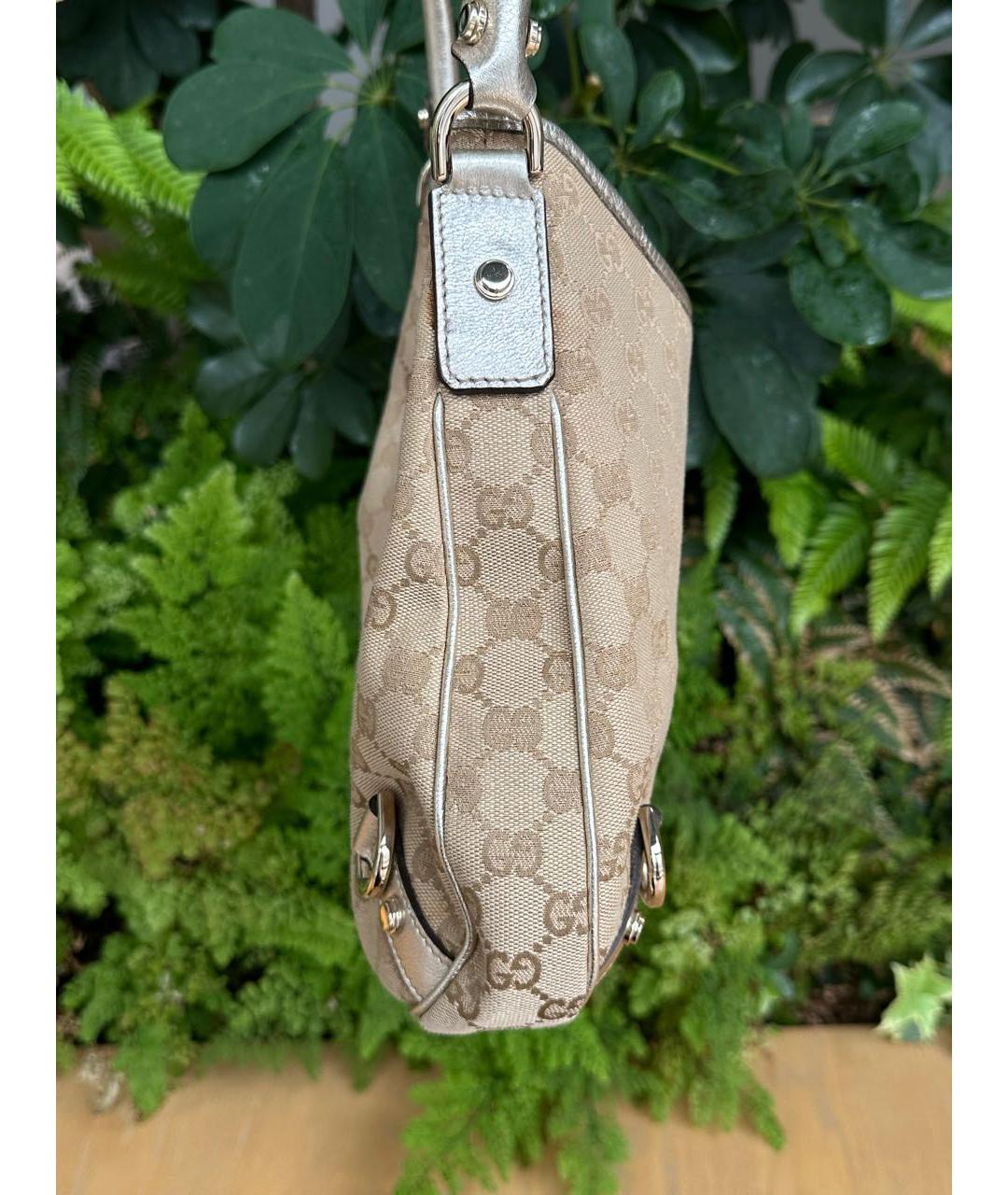 GUCCI Бежевая тканевая сумка с короткими ручками, фото 3