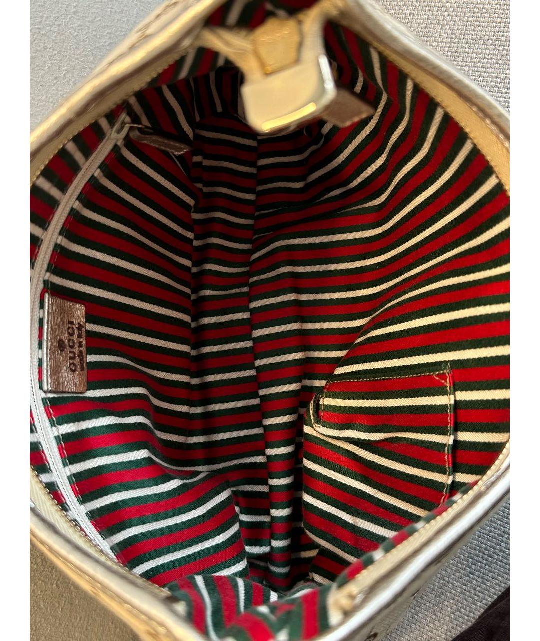 GUCCI Бежевая тканевая сумка с короткими ручками, фото 7
