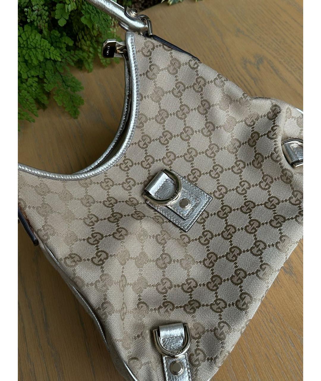 GUCCI Бежевая тканевая сумка с короткими ручками, фото 4