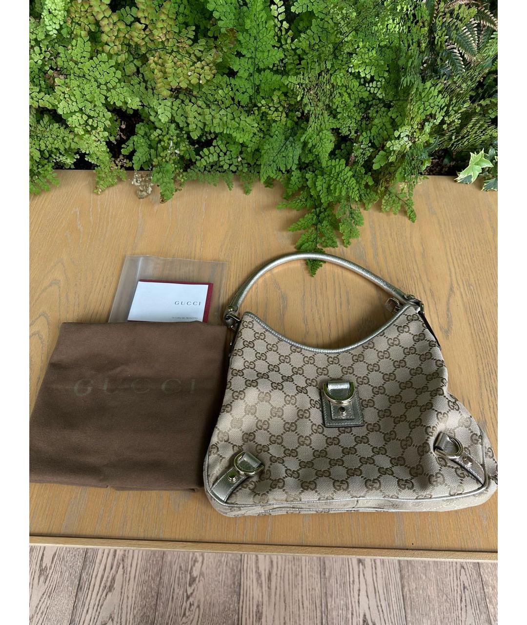 GUCCI Бежевая тканевая сумка с короткими ручками, фото 5