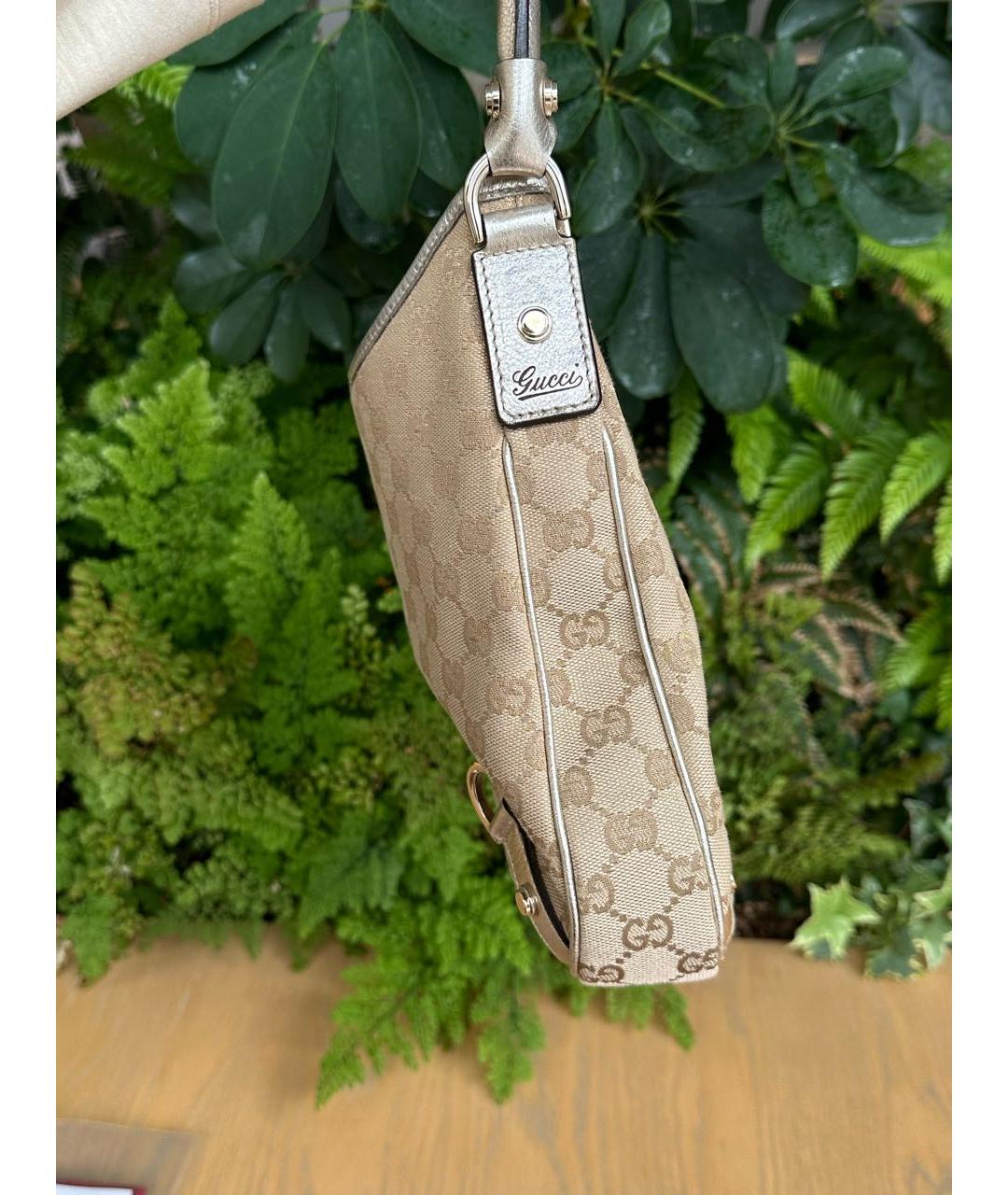 GUCCI Бежевая тканевая сумка с короткими ручками, фото 2