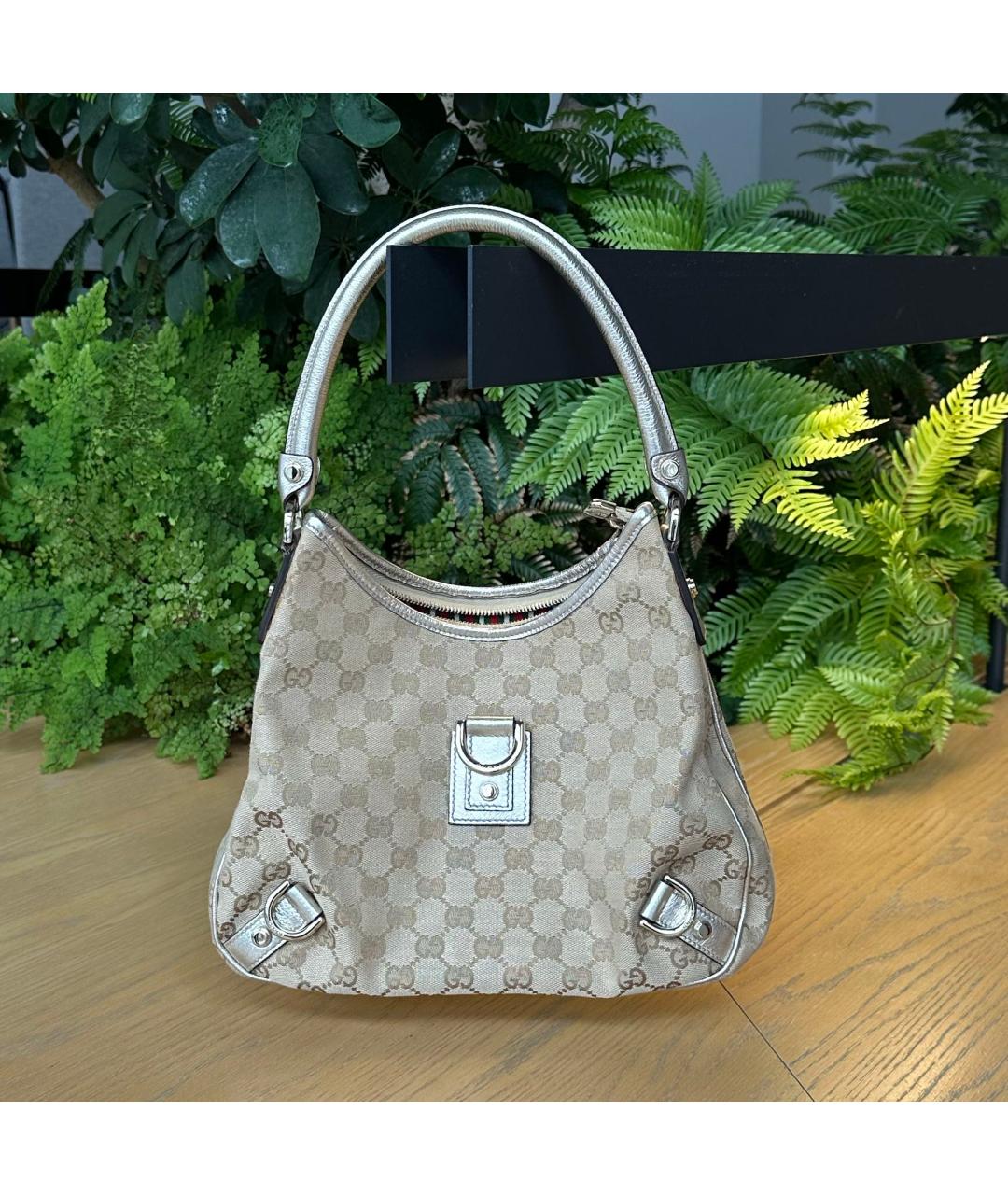 GUCCI Бежевая тканевая сумка с короткими ручками, фото 9