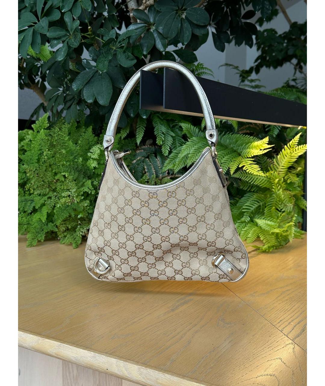 GUCCI Бежевая тканевая сумка с короткими ручками, фото 6