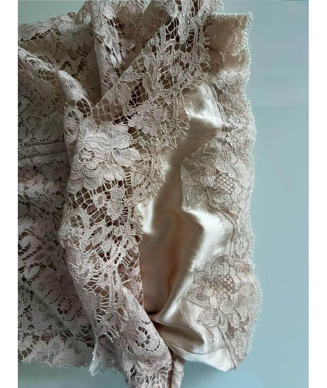 DOLCE&GABBANA Бежевая кружевная юбка мини, фото 7