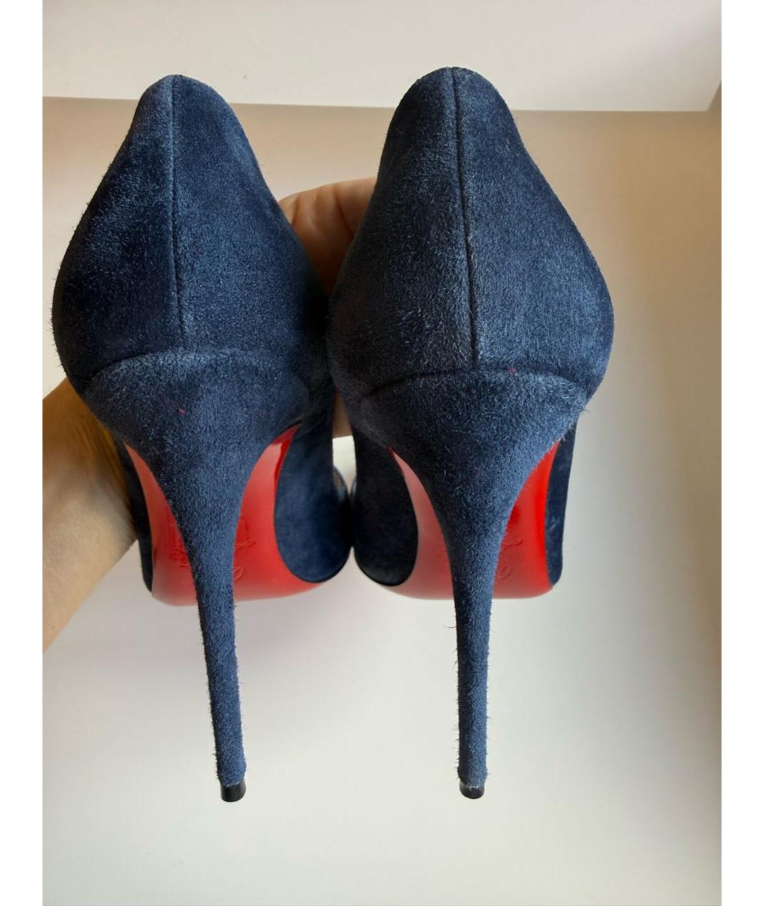 CHRISTIAN LOUBOUTIN Темно-синие замшевые туфли, фото 4