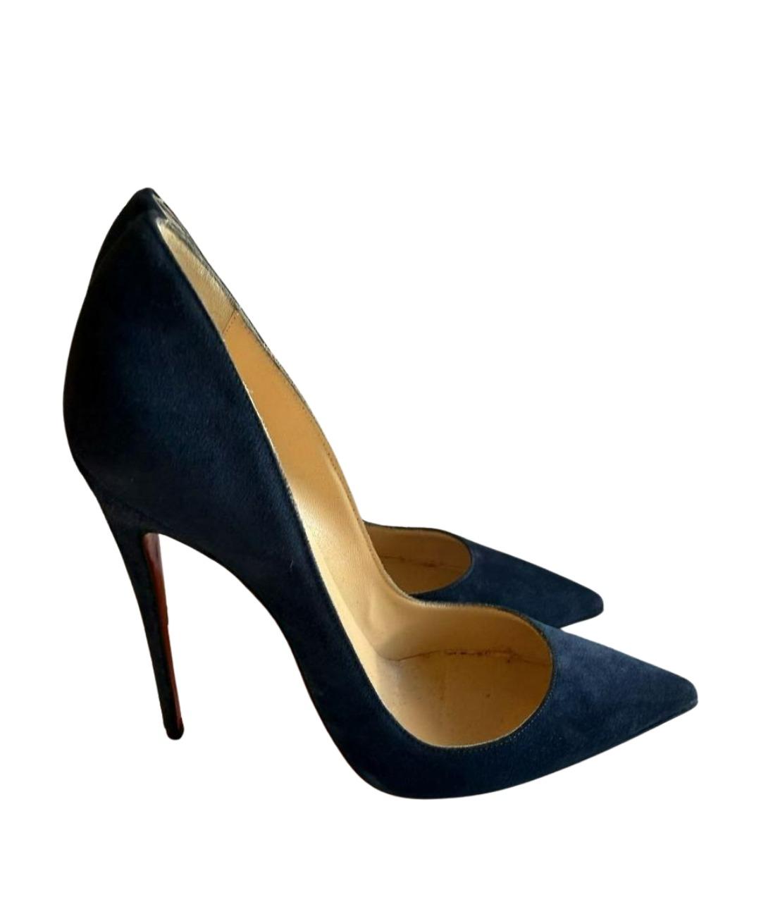 CHRISTIAN LOUBOUTIN Темно-синие замшевые туфли, фото 1