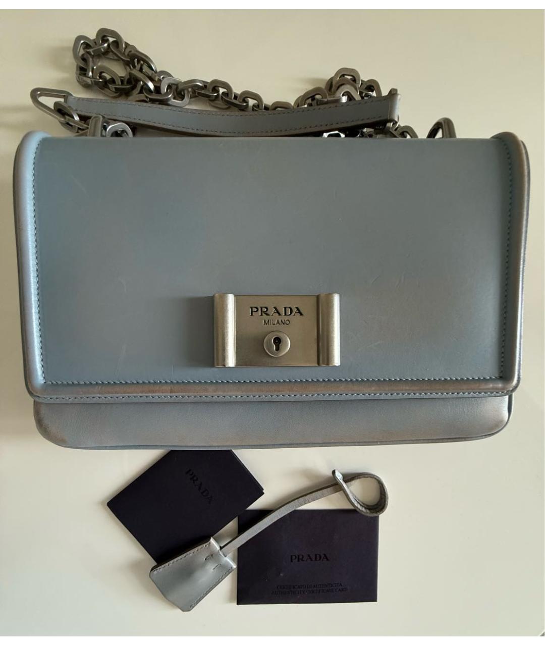 PRADA Голубая кожаная сумка через плечо, фото 2