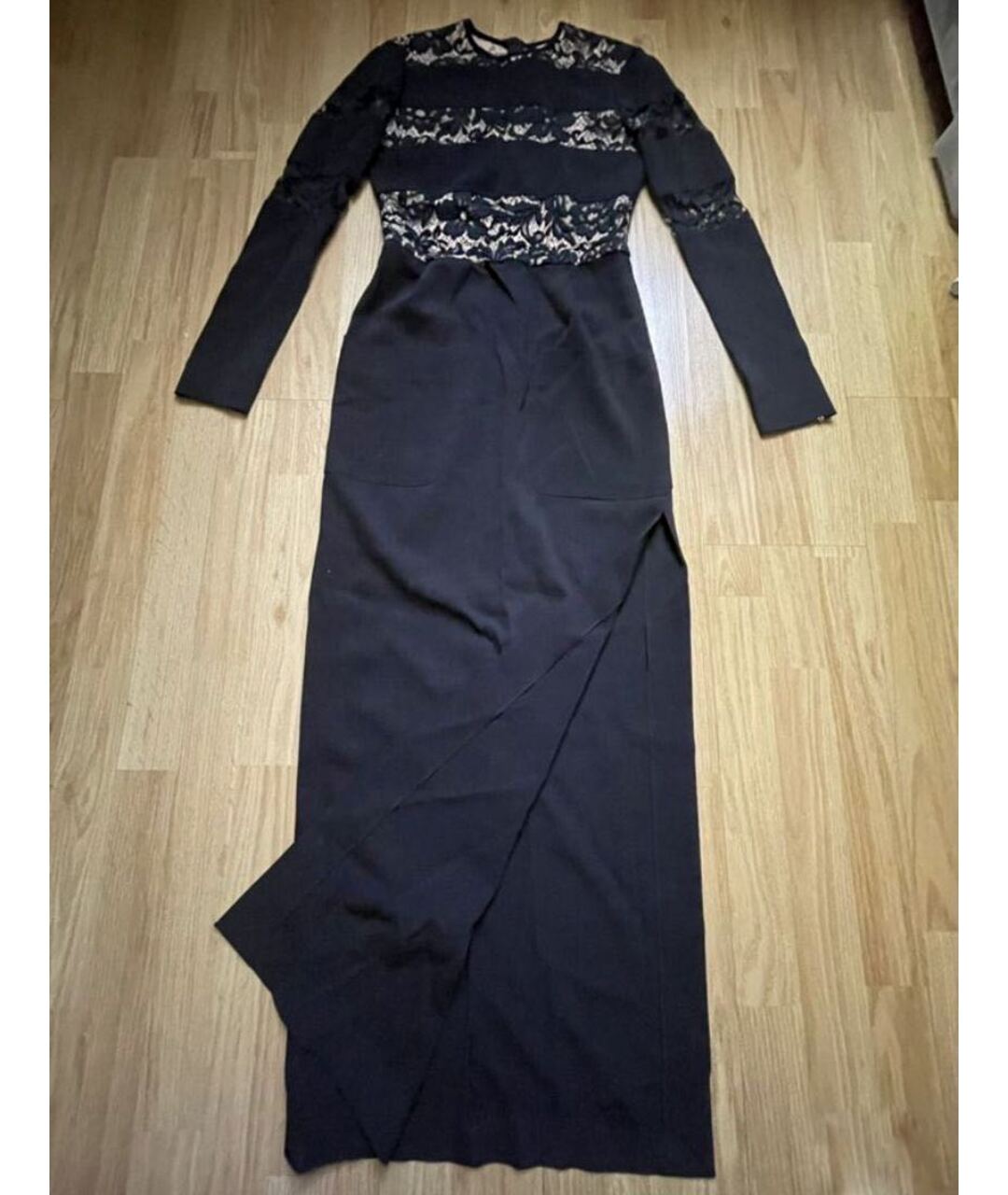 ALESSANDRA RICH Черное хлопко-эластановое вечернее платье, фото 8
