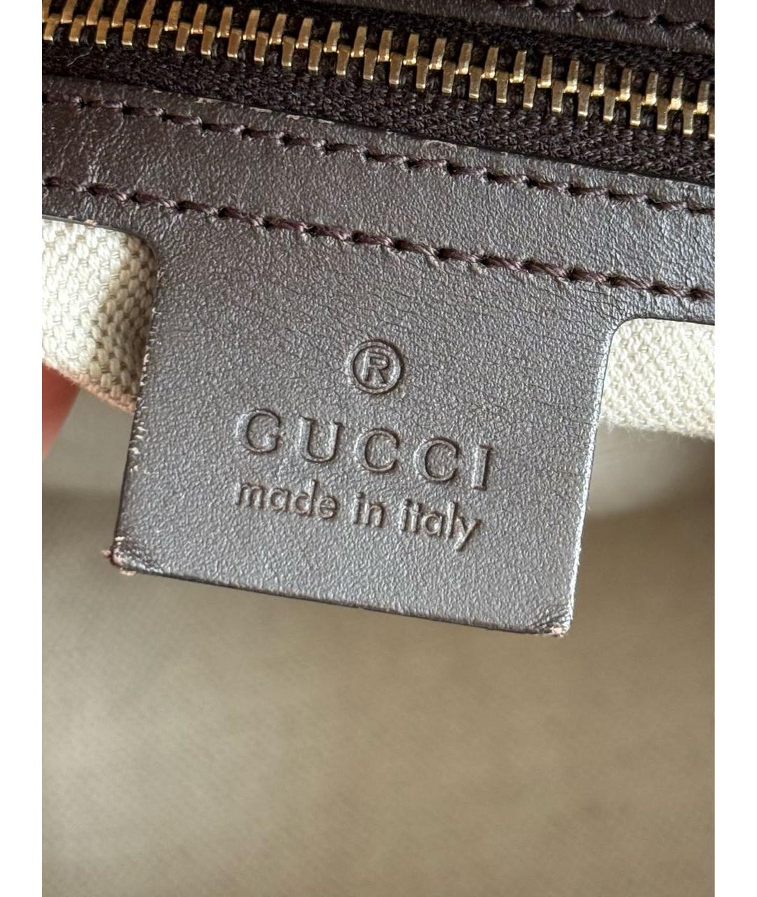 GUCCI Коричневая хлопковая сумка с короткими ручками, фото 6