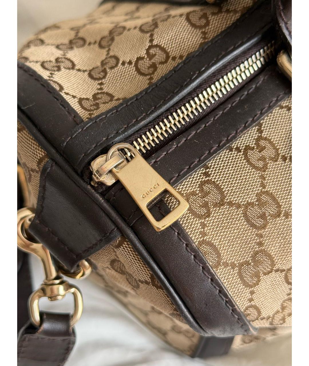 GUCCI Коричневая хлопковая сумка с короткими ручками, фото 5