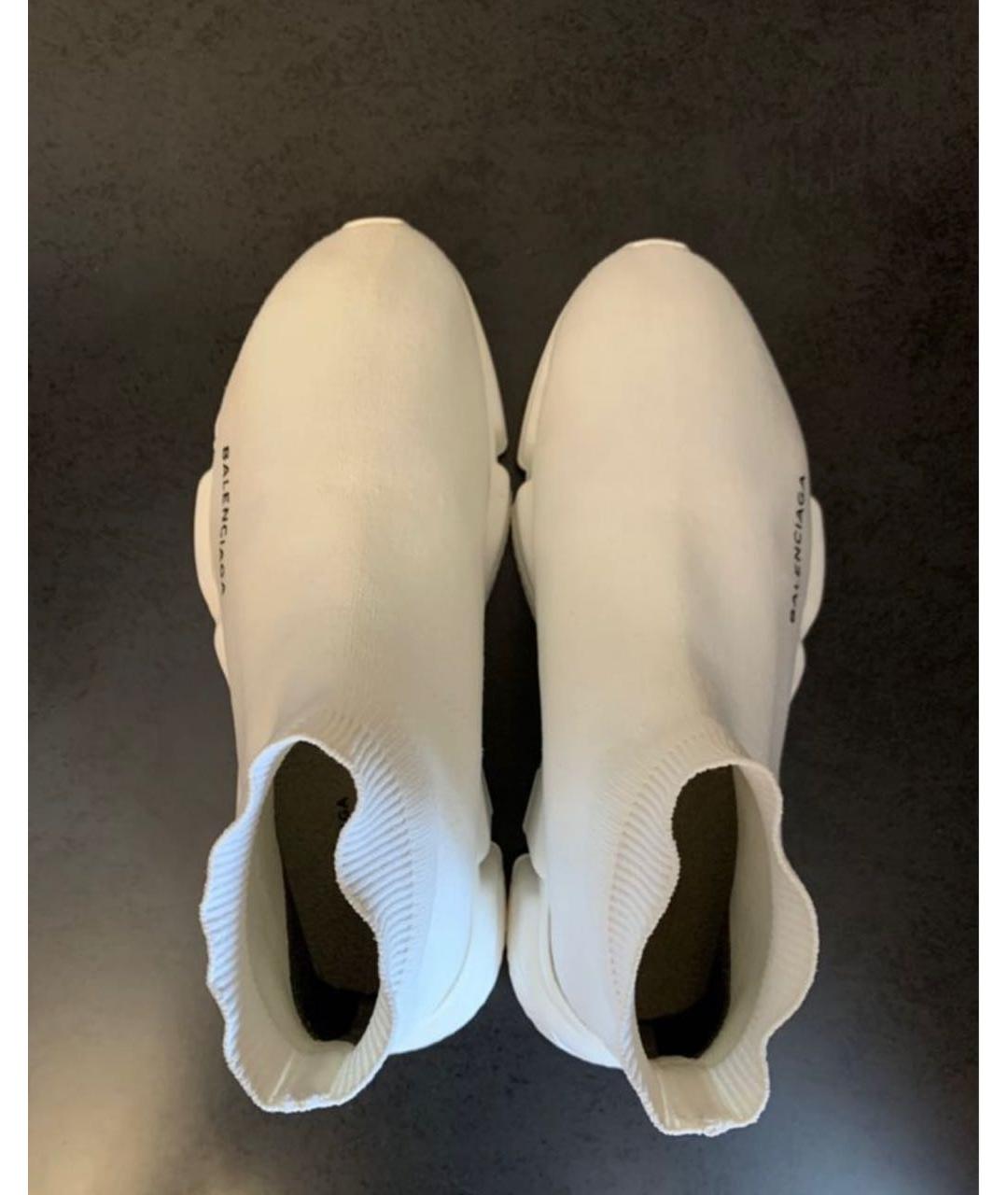 BALENCIAGA Белые текстильные высокие кроссовки / кеды, фото 3