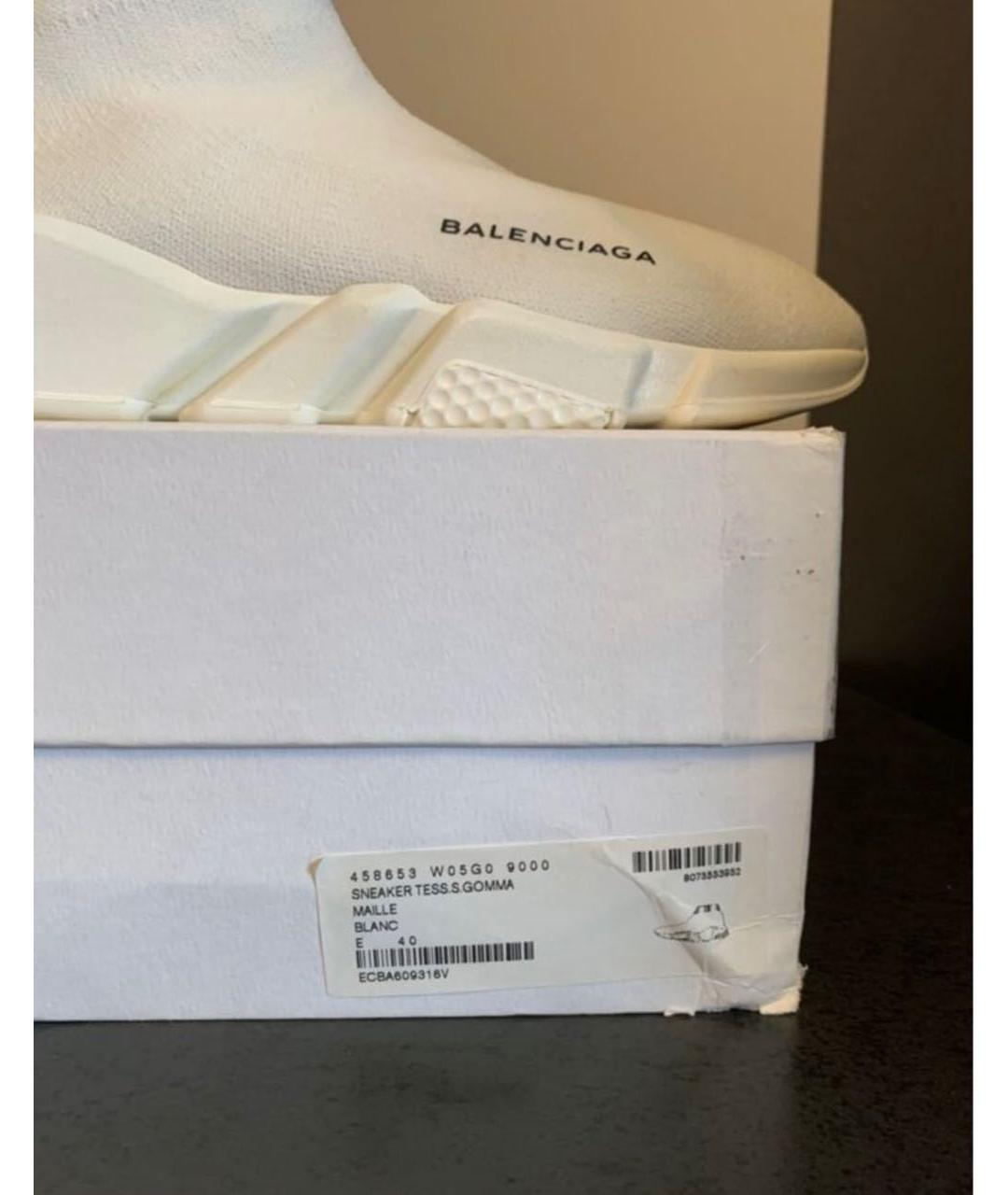BALENCIAGA Белые текстильные высокие кроссовки / кеды, фото 7
