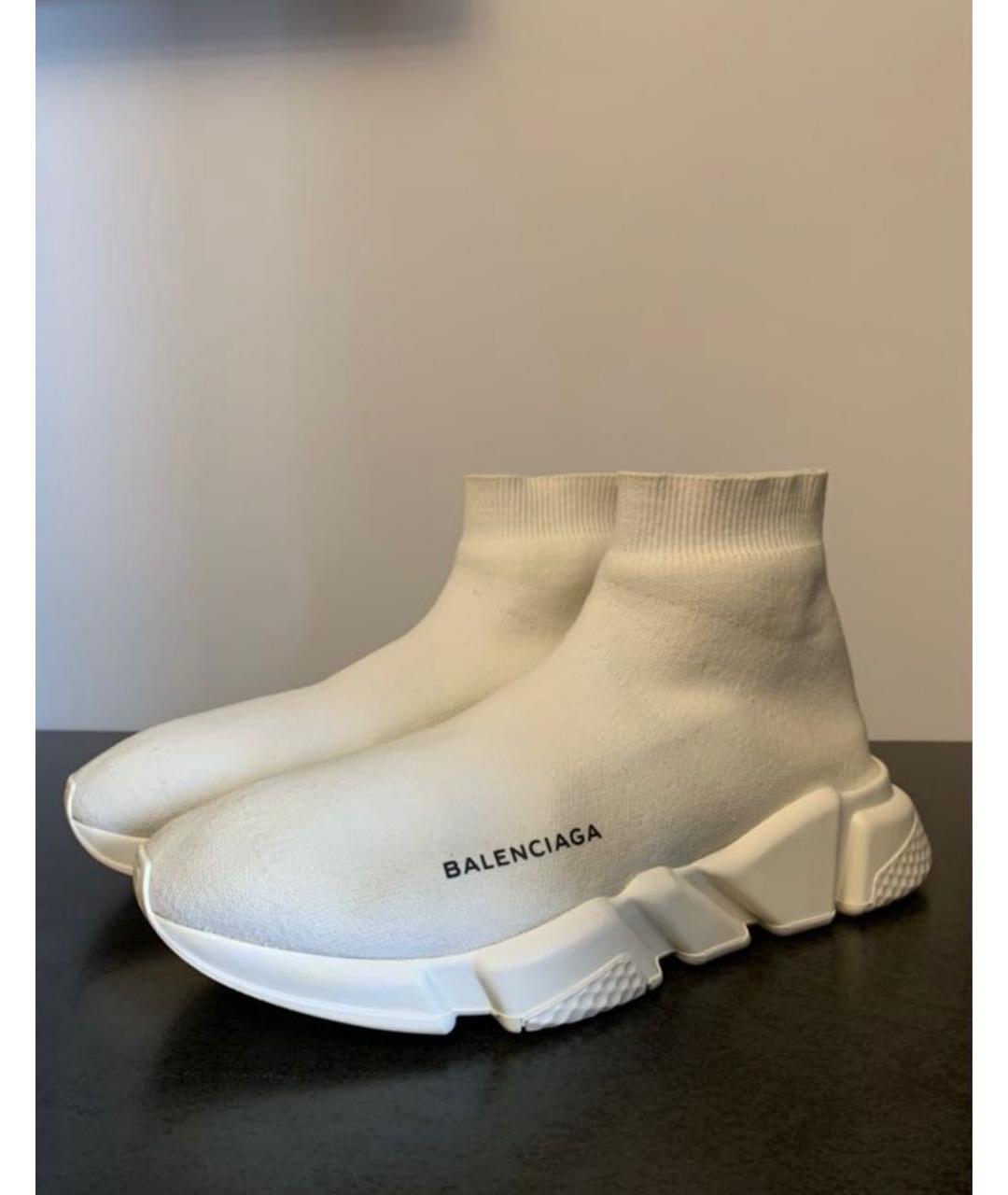 BALENCIAGA Белые текстильные высокие кроссовки / кеды, фото 5