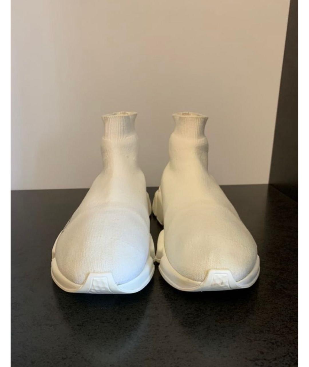 BALENCIAGA Белые текстильные высокие кроссовки / кеды, фото 2