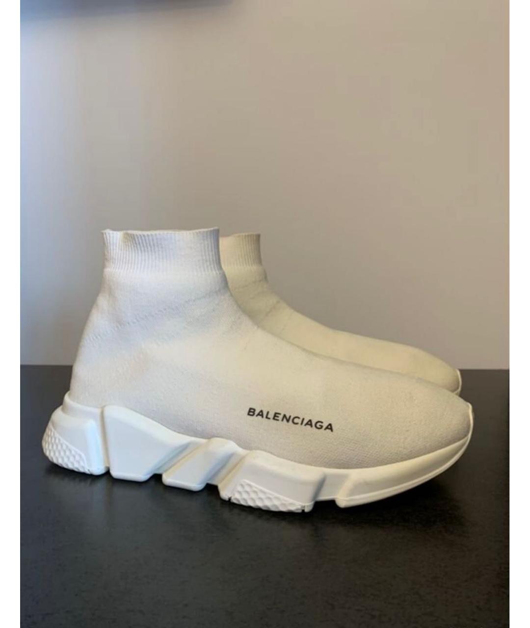 BALENCIAGA Белые текстильные высокие кроссовки / кеды, фото 9