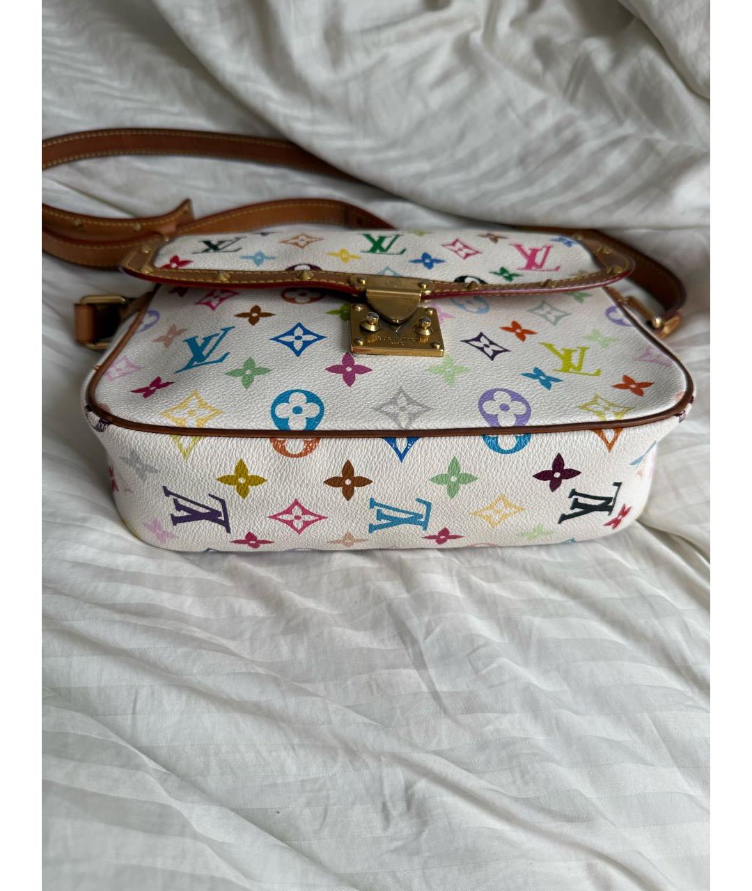 LOUIS VUITTON Белая сумка через плечо из канвы, фото 3