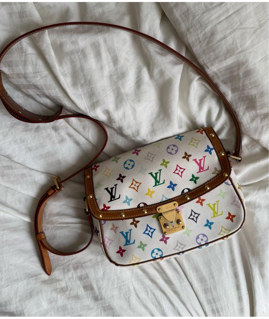 LOUIS VUITTON Белая сумка через плечо из канвы, фото 8