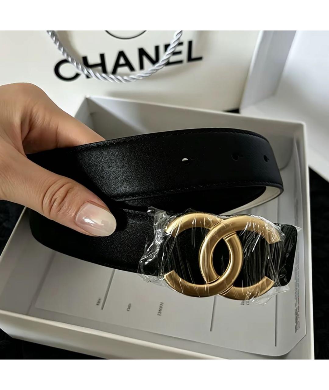 CHANEL Черный кожаный ремень, фото 4