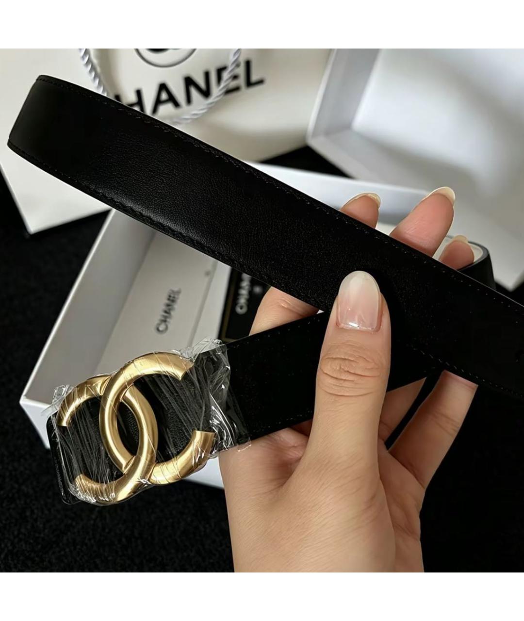 CHANEL Черный кожаный ремень, фото 2