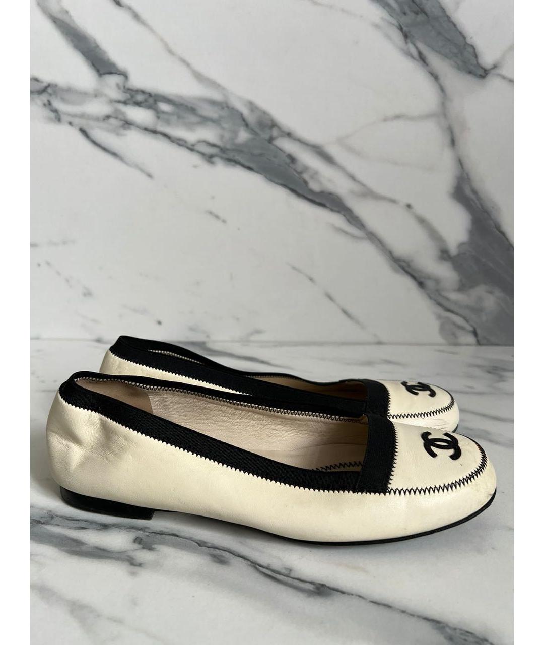 CHANEL Белые кожаные балетки, фото 9